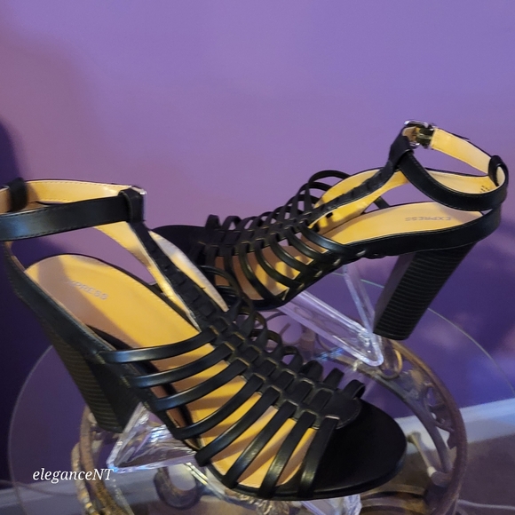Express Strappy Gladiator Ankle Strap Heeled Sandal Black Women's Sz: 10 NWOT - Picture 3 of 10